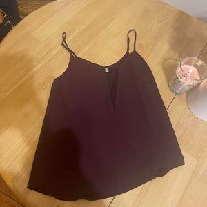 Babaton Aritzia Maroon Silk Camisole with Mesh Cutout